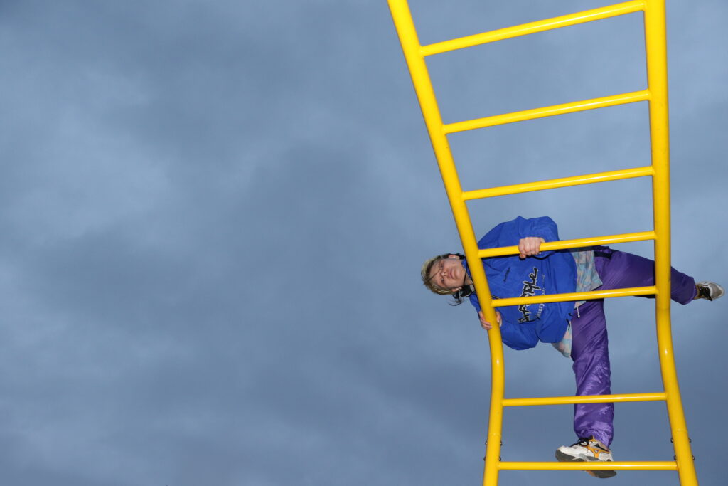 A person on a jungle gym